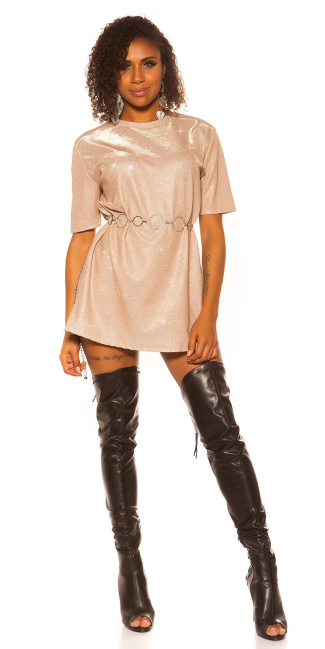 Trendy LeT s PaRTY glitter shirt dress Rose